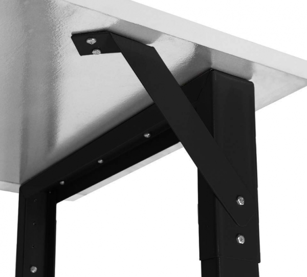 Meja kerja dengan bingkai logam hitam yang kuat